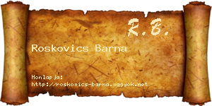 Roskovics Barna névjegykártya